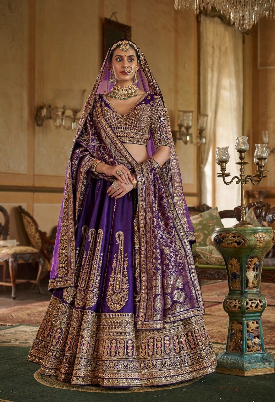 Rani Pink Heavy Zardozi Bridal Lehenga